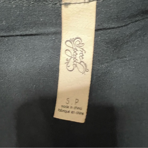 Free People Wanderer Floral Mini Bell Sleeve Dress Small Women’s Black Blue - Picture 4 of 7